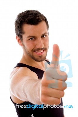 Young Male With Thumbs Up Stock Photo