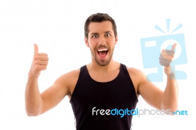 Young Male With Thumbs Up Stock Photo