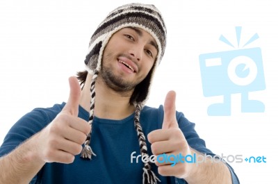 Young Male With Thumbs Up Stock Photo