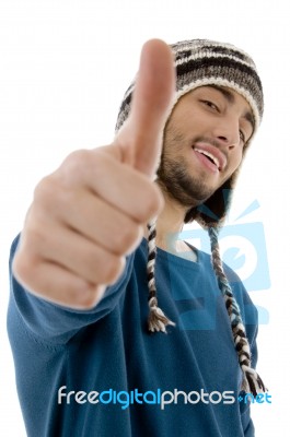 Young Male With Thumbs Up Stock Photo