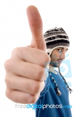 Young Male With Thumbs Up Stock Photo