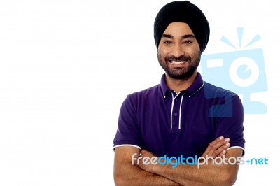 Young Man Posing Casually Over White Stock Photo