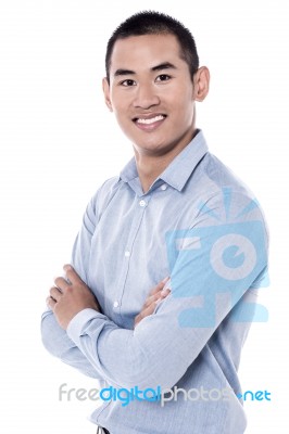 Young Man Posing Confidently Stock Photo