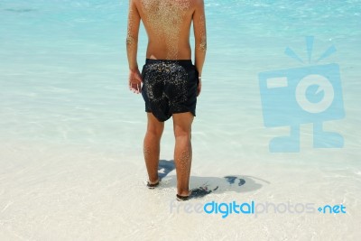 Young Man Ready To Go Snorkeling Stock Photo