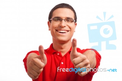 Young Man Showing Thumbs Up Stock Photo