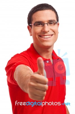 Young Man Showing Thumbs Up Stock Photo