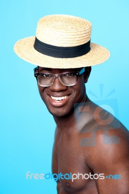 Young Man Wearing Hat And Specs Stock Photo