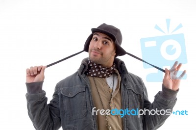 Young Man Wearing Winter Jacket Stock Photo