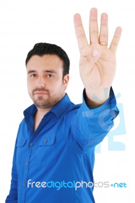 Young Man With Counting Fingers Stock Photo