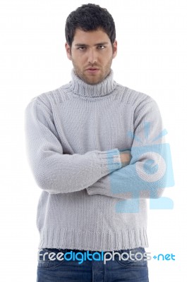 Young Man With Crossed Arms Stock Photo