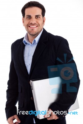 Young Man With Laptop Stock Photo