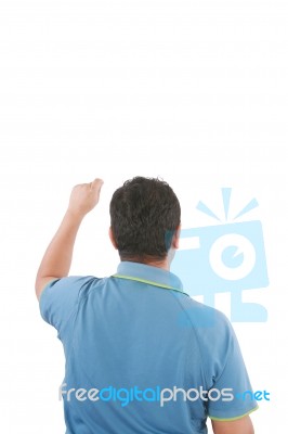 Young Man Writing On Board Stock Photo