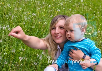 Young Mother With Her Son Stock Photo