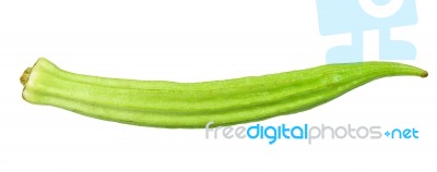 Young Okra Isolated On The White Background Stock Photo