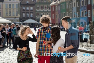 Young People Enjoying Themselves In Poznan Stock Photo