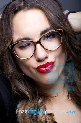 Young Pretty Woman. Studio Fashion Portrait Stock Photo