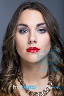 Young Pretty Woman. Studio Fashion Portrait Stock Photo