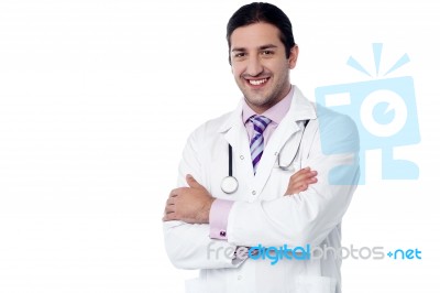 Young Smiling Confident Male Doctor Posing Stock Photo