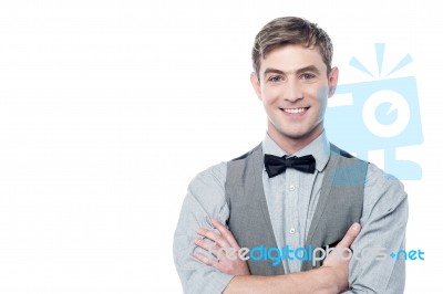 Young Smiling Man With Bowtie Stock Photo