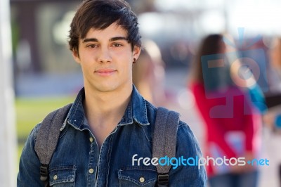 Young Student Boy Looking At The Camera Stock Photo