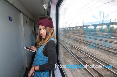 Young Thai Girl  Solo Traveler Stock Photo