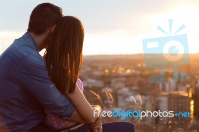 Young Tourist Couple Looking At The Views In The City Stock Photo