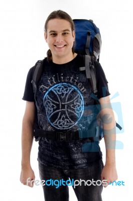 Young Traveler With Backpack Stock Photo