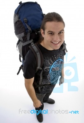 Young Traveler With Backpack Stock Photo