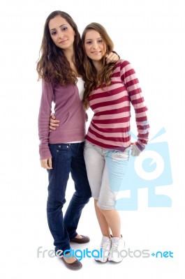 Young Two Friends Standing Together Stock Photo