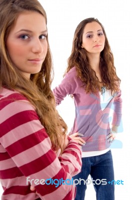 Young Two Friends Standing Together Stock Photo