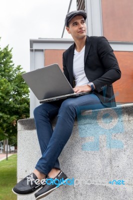 Young Vintage Man Stock Photo