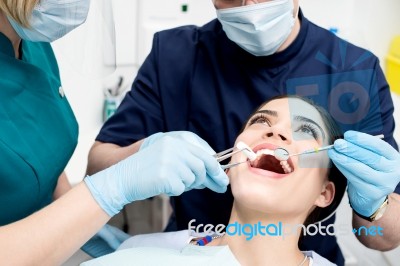 Young Woman At Dental Clinic Stock Photo