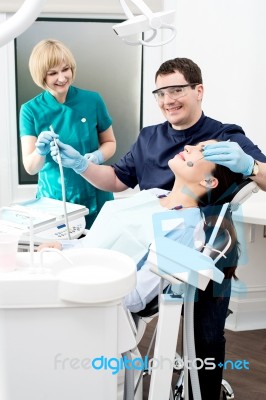 Young Woman At The Dentist Stock Photo