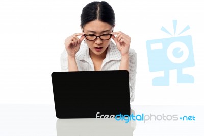 Young Woman Busy In Official Work Stock Photo