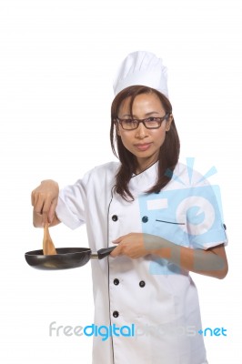 Young Woman Chef Stock Photo