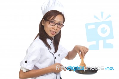 Young Woman Chef Stock Photo