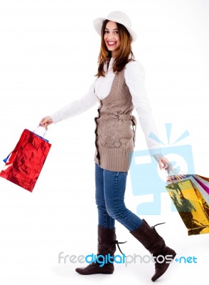 Young Woman Enjoyed Shopping Stock Photo