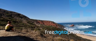 Young Woman Gazes The Landscape Stock Photo