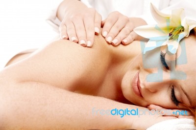 Young Woman Getting Spa Massage Stock Photo