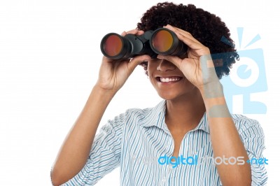 Young Woman Hunting Talents Stock Photo