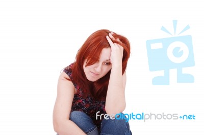 Young Woman In Depression Stock Photo