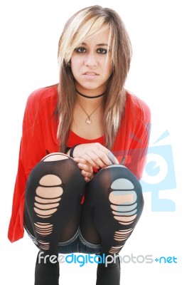 Young Woman In Punk Attire Stock Photo