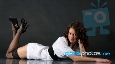 Young Woman In Studio Stock Photo