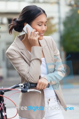 Young Woman Portrait With Smart Phone Stock Photo