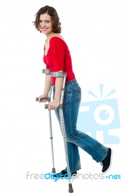 Young Woman Recovering From Severe Accident Stock Photo