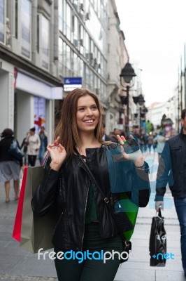 Young Woman Shopping Stock Photo