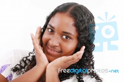 Young Woman Smiling Stock Photo