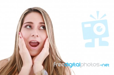 Young Woman Surprised  Stock Photo