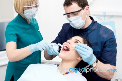 Young Woman Undergoing A Dental Check Stock Photo