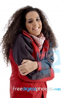 Young Woman Wearing Jacket Stock Photo